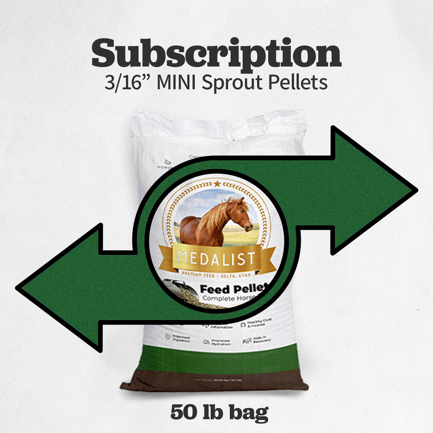 Medalist 3/16" Mini Sprout Pellets Subscription for Horse Feed, 50 lb Bag