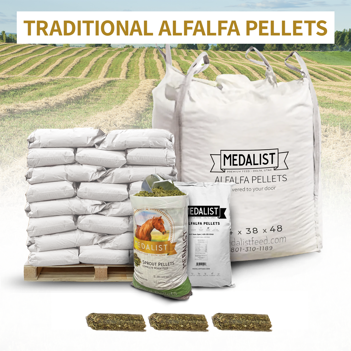 Medalist alfalfa pellets all sizes
